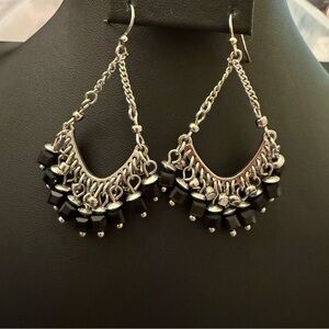 Silver and Black Dangle Earrings